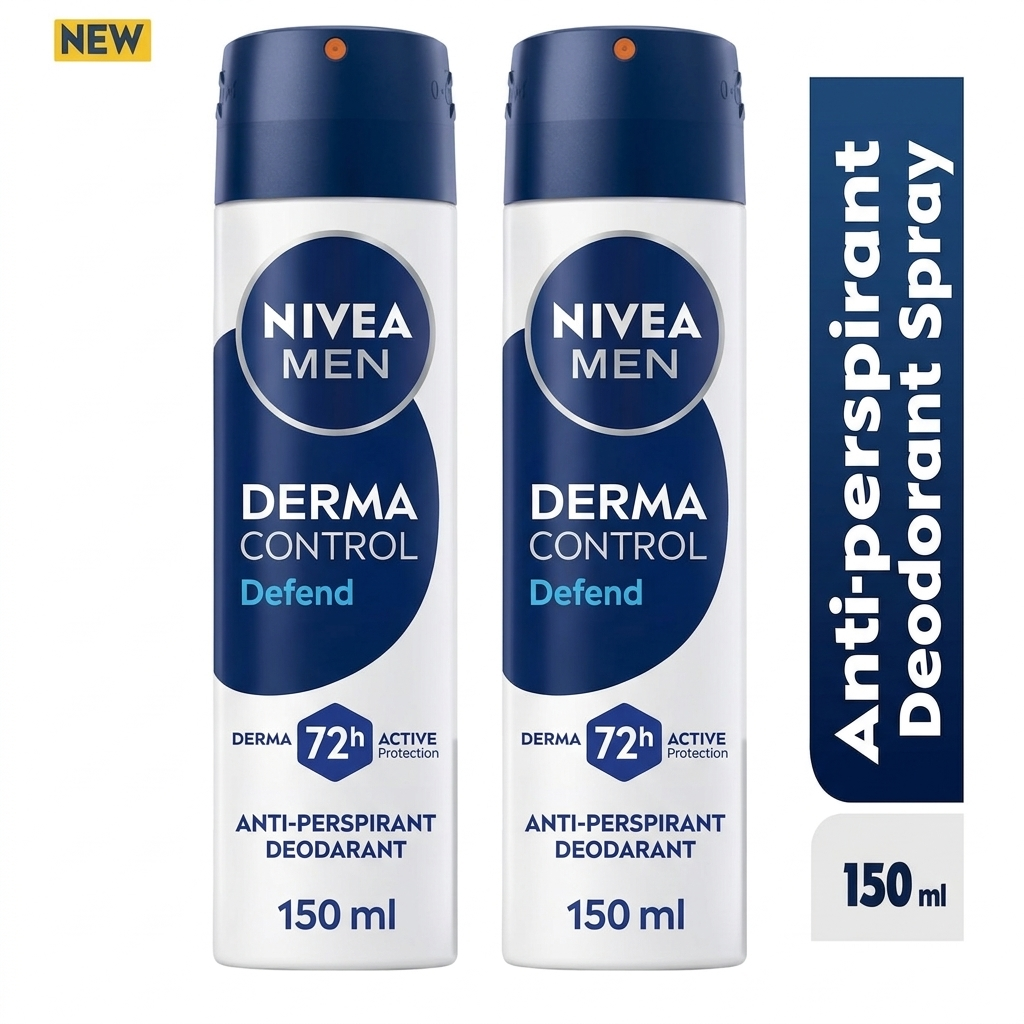 NIVEA MEN Derma Control Defend Extra Comfort Anti-Perspirant Spray, 150ml (Pack of 2)