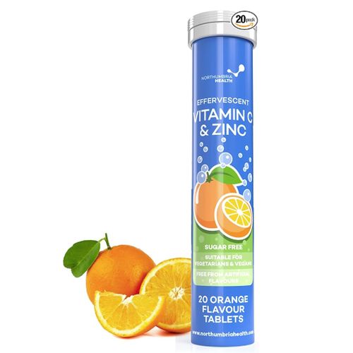 Northumbria Health Effervescent Vitamin C 1000mg With Zinc 15mg, 20 Orange Flavoured Tablets,