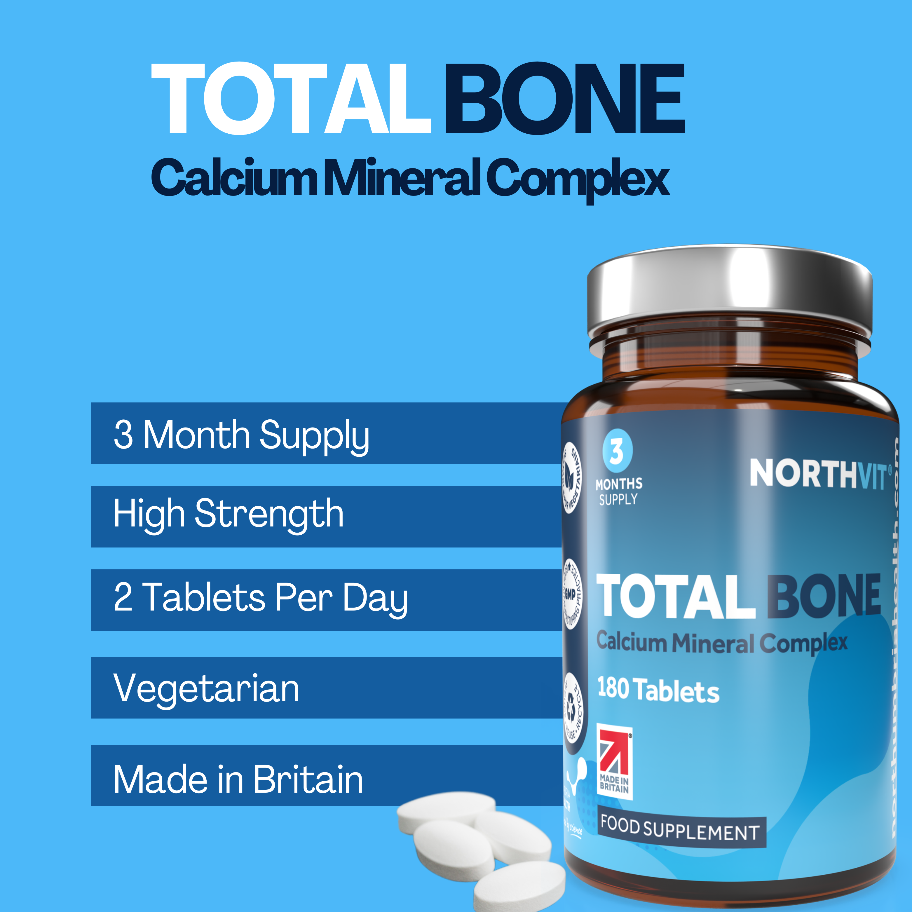 Northumbria Total Bone® Calcium Mineral Complex Vegetarian Tablets