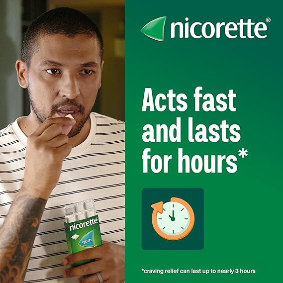 Nicorette Icy White 4mg Gum (105 Pieces), Discreet Stop Smoking and Stop Vaping Aid to Help you Quit For Good, Tackle Cravings and Withdrawal Symptoms, Nicotine Gum (Quit Smoking or Vaping)