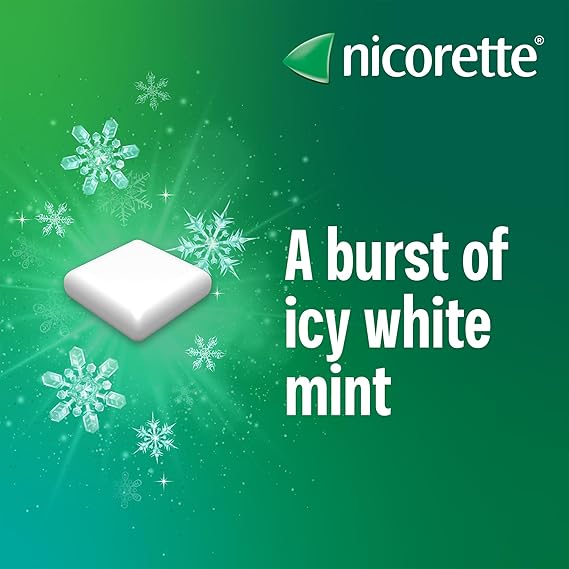 Nicorette Icy White 4mg Gum (105 Pieces), Discreet Stop Smoking and Stop Vaping Aid to Help you Quit For Good, Tackle Cravings and Withdrawal Symptoms, Nicotine Gum (Quit Smoking or Vaping)