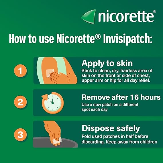 Nicorette InvisiPatch, Nicotine Patches Step 2, 15mg, 7 count, Effective and discreet Stop Smoking and Stop Vaping Aid, Nicotine Patches to Beat Cravings & Withdrawal Symptoms (Quit Smoking or Vaping)