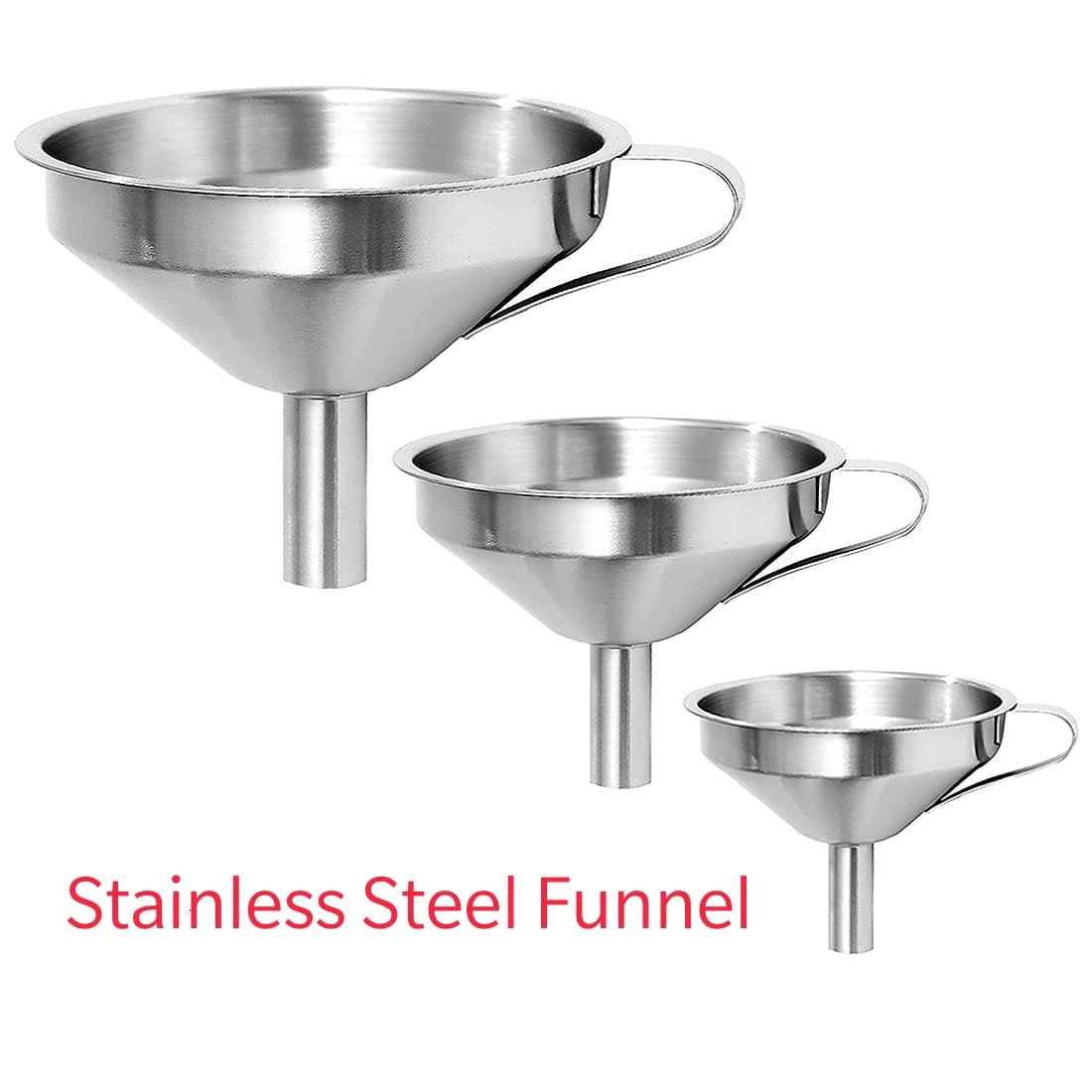 3pcs stainless steel funnel with handle