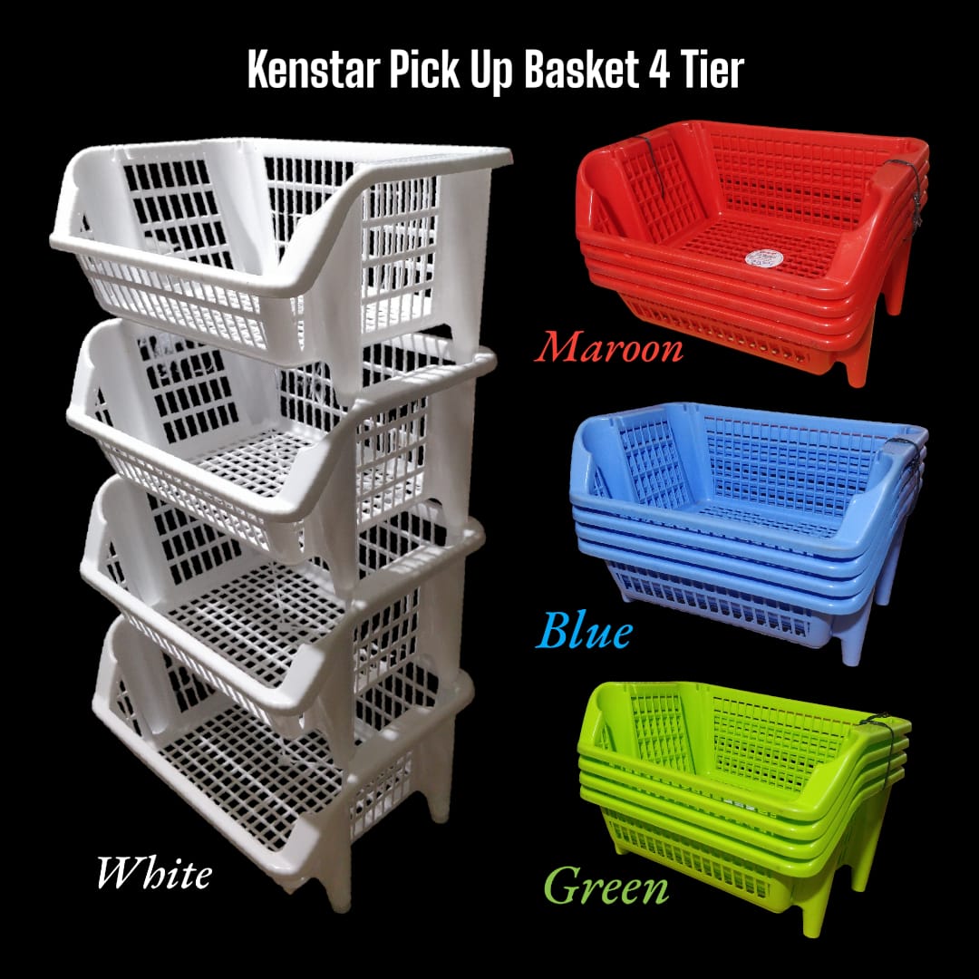 Heavy plastic Kenstar 4 tiers pick up basket with the size of Height 84cm/Length 45cm/Width 34cm