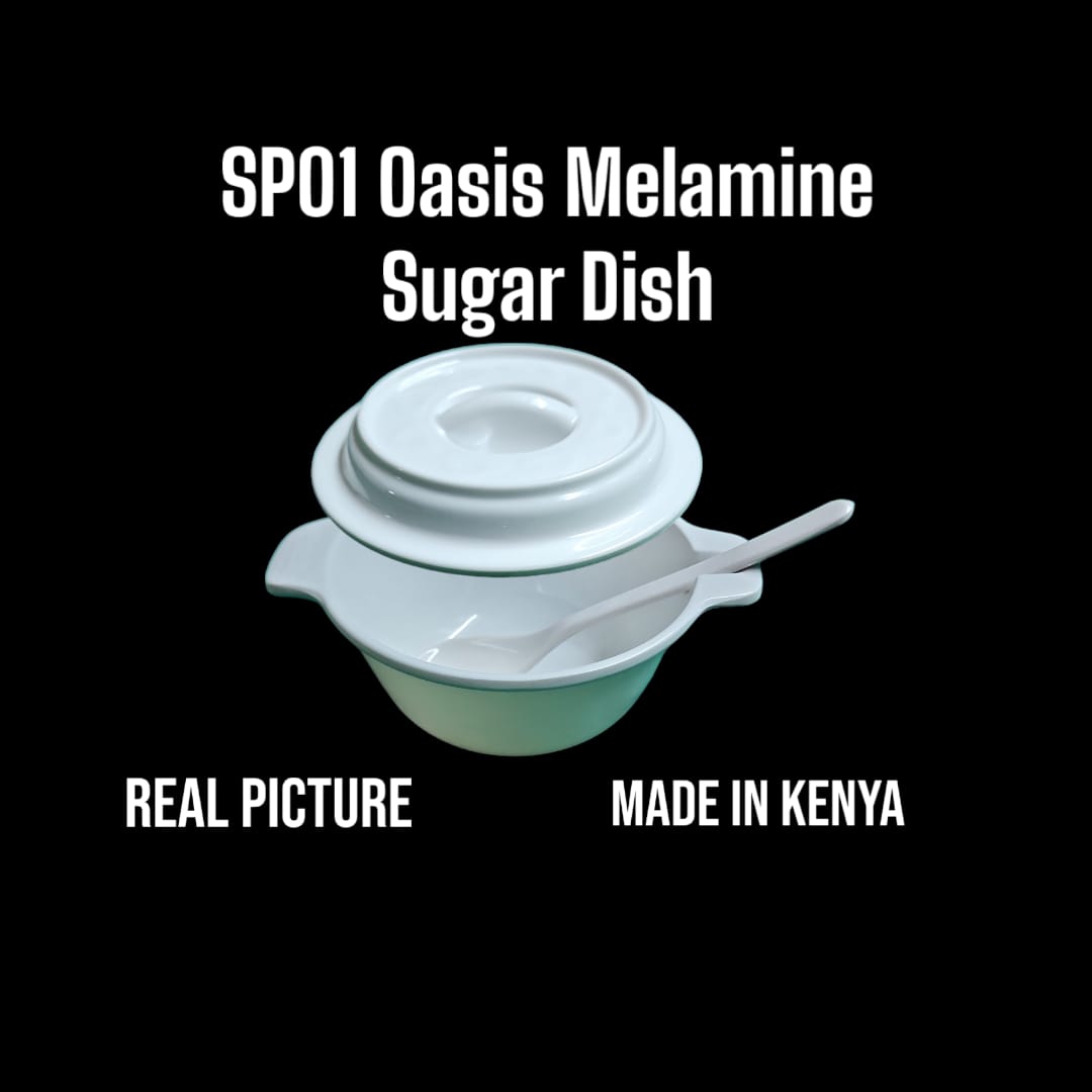 Heavy Oasis melamine kitchen sugar dish plain color with lid and spoon