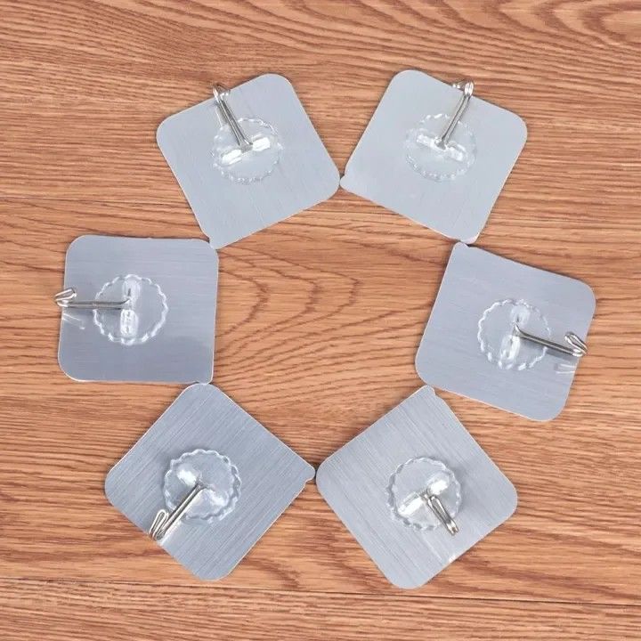 6pcs strong waterproof wall hanger sticker...adhesive heavy load max at 10kgs...rack stainless steel hook...Bathroom hook accessories