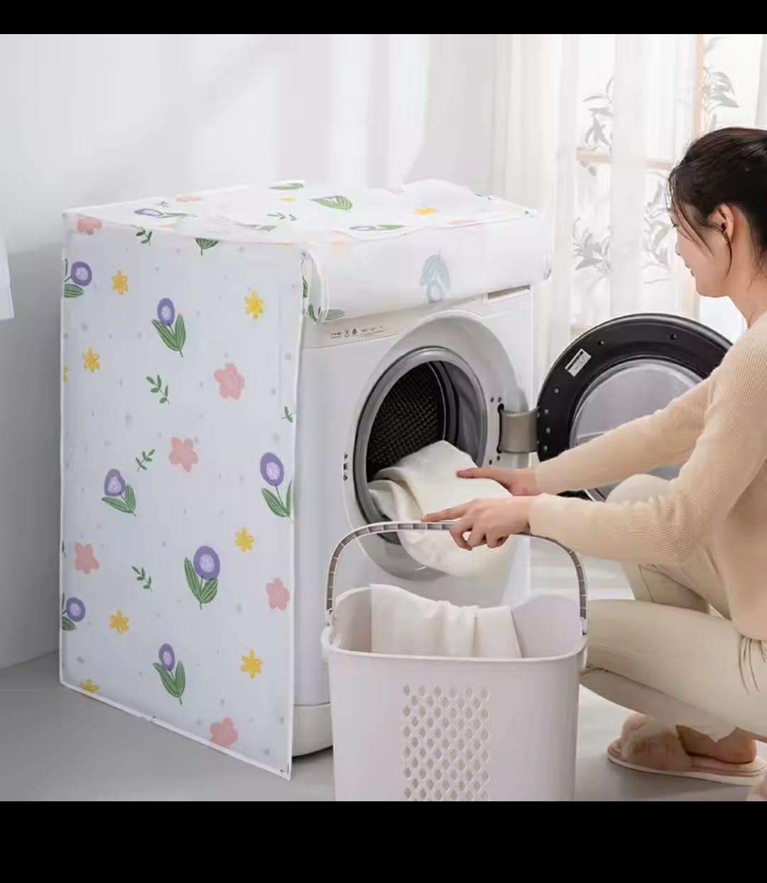 High quality front load home washing machine dust cover,...with cute cartoon print...can fit big washing machine
