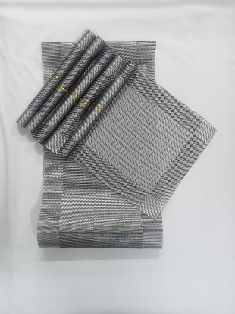 Set of 6pcs PVC Home/dining table mats with one piece centre table runner