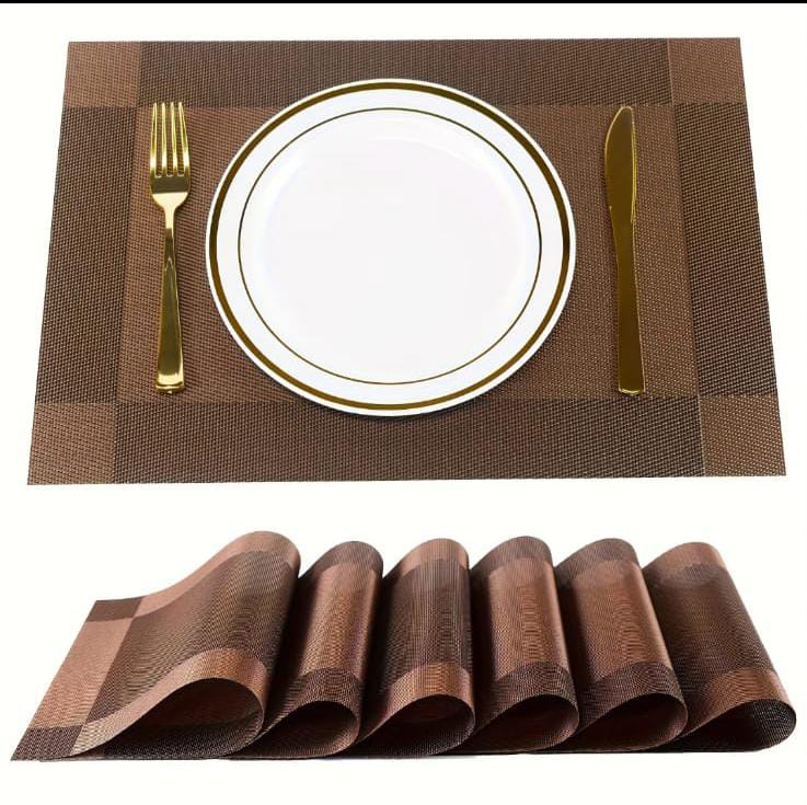 Set of 6pcs PVC Home/dining table mats with one piece centre table runner
