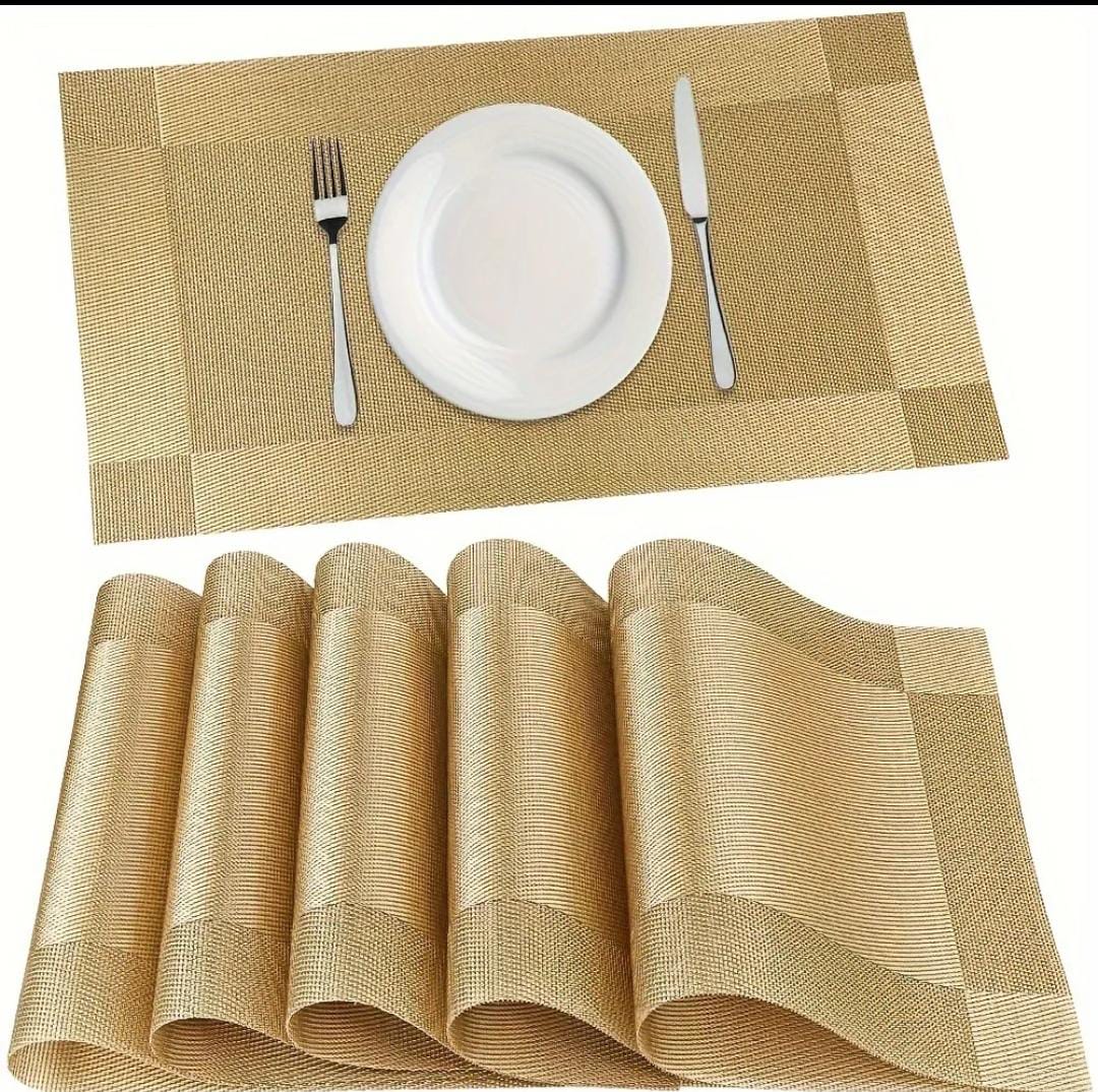 Set of 6pcs PVC Home/dining table mats with one piece centre table runner