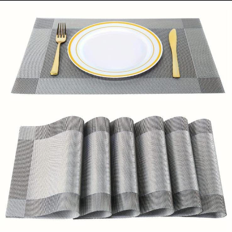 Set of 6pcs PVC Home/dining table mats with one piece centre table runner
