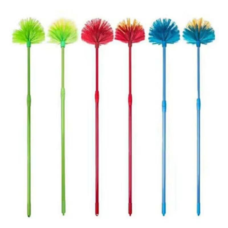 Extedable cobweb broom with extension pole...fan cleaner duster for ceiling with 6ft long handle,spider web brush for high reach,furniture,indoors and outdoor use
