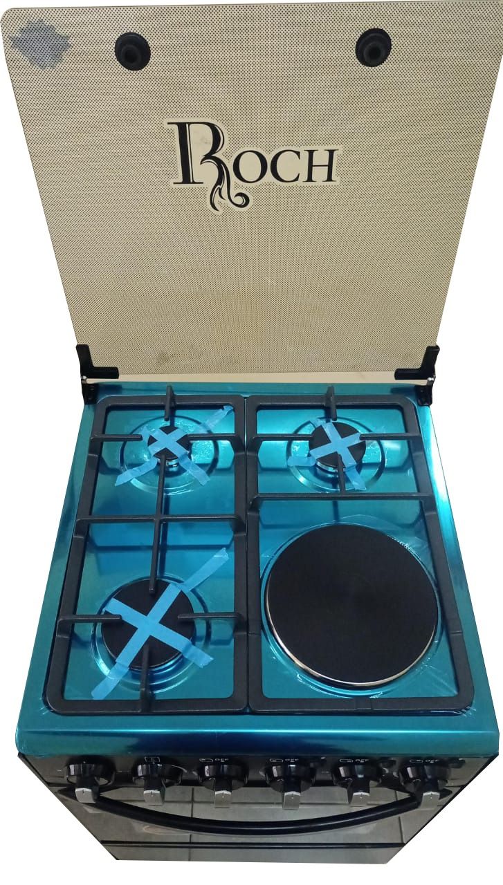 ROCH Free Standing Cooker 3 Gas Burners + 1 Hotplate  50x50  RGC-50G1EO-G (B ) Electric Oven With Upper And Down Heating Tube High Quality Burners