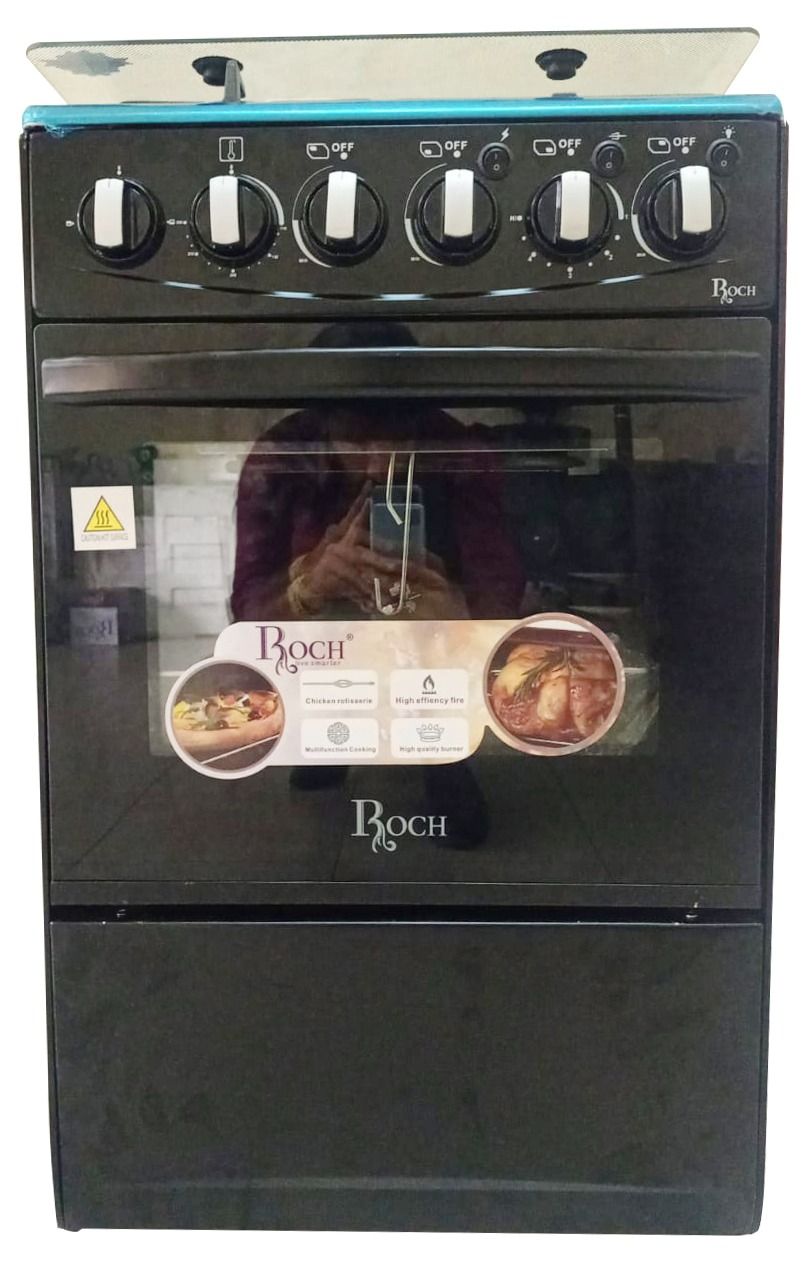 ROCH Free Standing Cooker 3 Gas Burners + 1 Hotplate  50x50  RGC-50G1EO-G (B ) Electric Oven With Upper And Down Heating Tube High Quality Burners