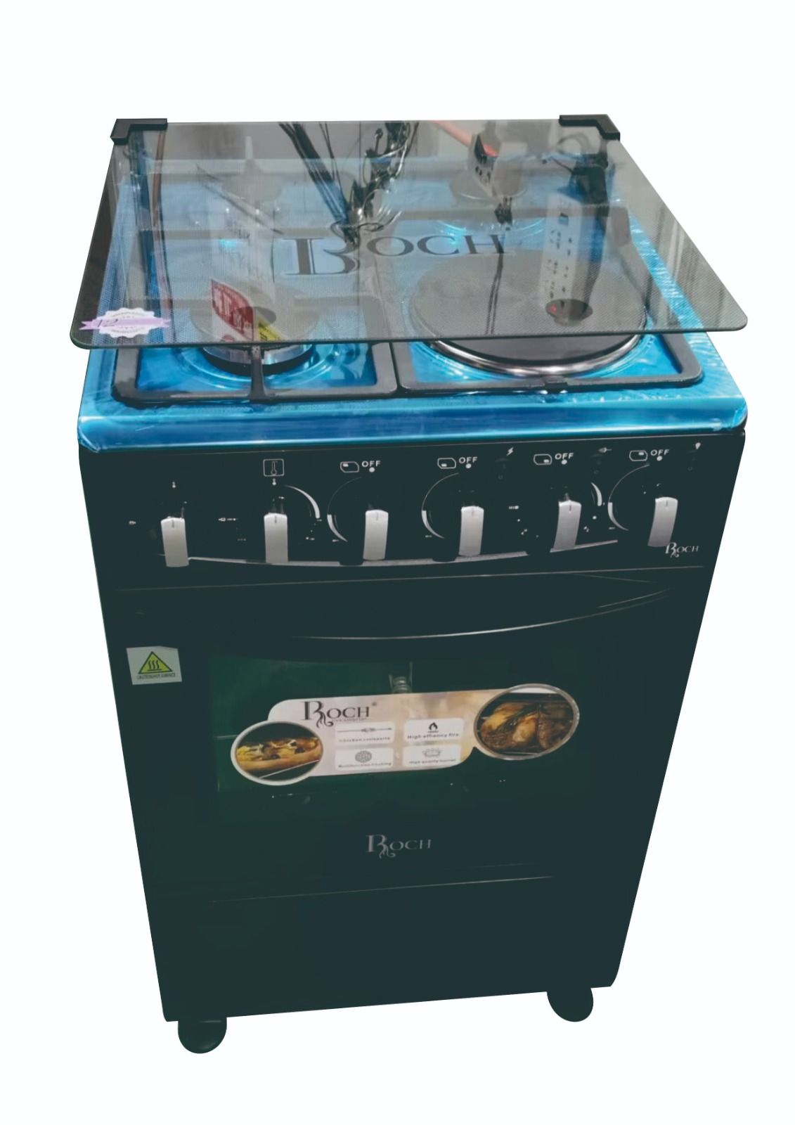 ROCH Free Standing Cooker 3 Gas Burners + 1 Hotplate  50x50  RGC-50G1EO-G (B ) Electric Oven With Upper And Down Heating Tube High Quality Burners