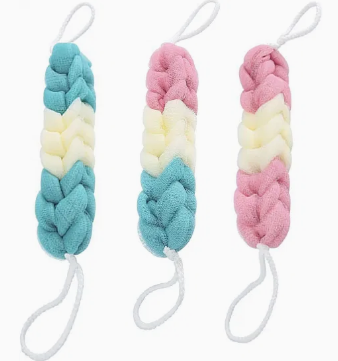 Exfoliating Bath Sponge Shower Pouf Loofah Back Scrubber Mesh Strap Assorted Colours