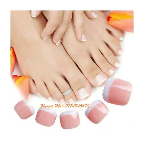 144 Pcs Toe Nails French Nail Art Acrylic Nails Full Cover Short Toe Nails