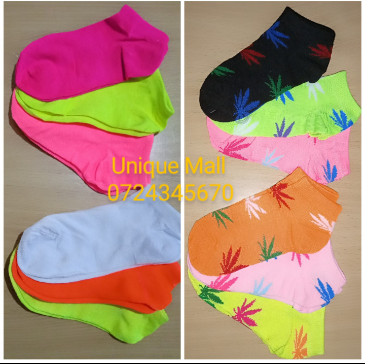 Ankle Happy Socks 6 Pairs Set 100% Cotton Assorted Plain & Patterned Mix