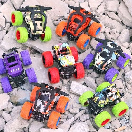 Inertial Off-Road Vehicle Toy Car Monster Truck Girls Boys Rubber Tires Pull Back Cars
