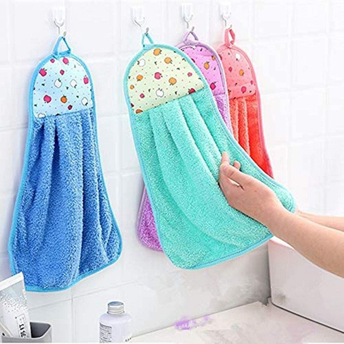 Microfiber Wash Basin Hanging Kitchen Towels & Hand Towels Multicolor Pack Of 6