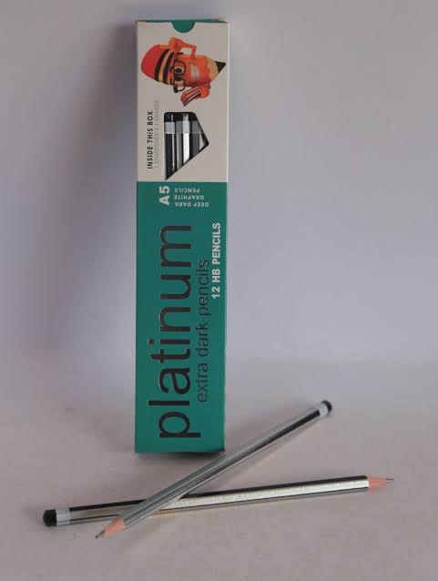 Platinum Extra Dark  Pencils 12HB Pencils with Sharpener & Eraser