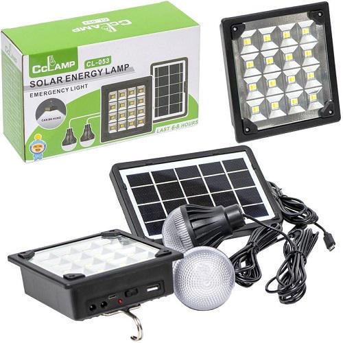 CcLamp Solar Energy LED Lamp 20W & 5V Micro USB Charge Port CL-053
