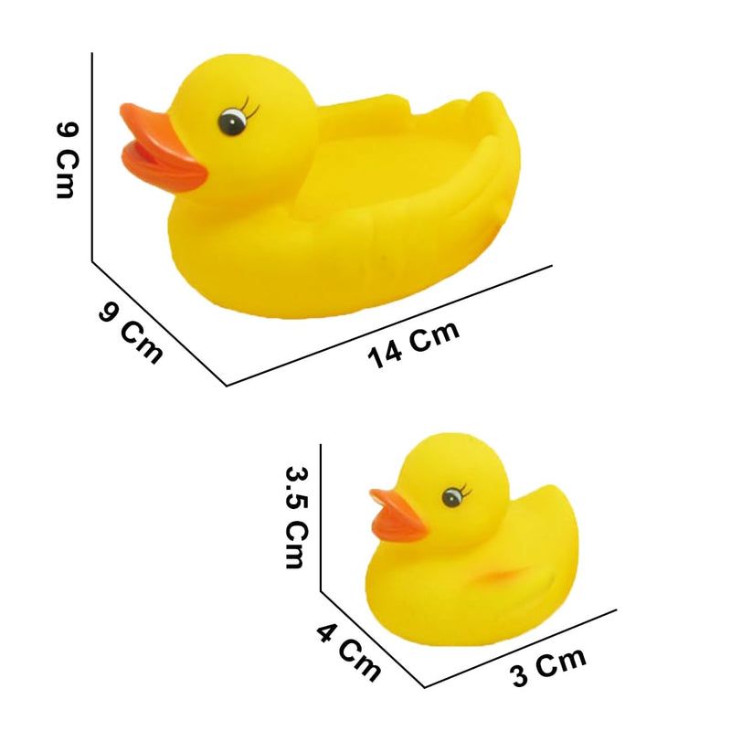 Cute Yellow Duck Family Set Baby Bathing Toys Pack of 4 Yellow Rubber Squeaky Lovely Ducklings