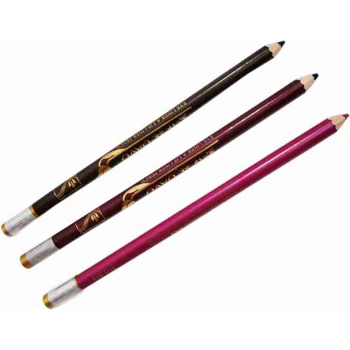 3 Pcs Eye And Lip Liner Pencils - Brown, Maroon + Pink