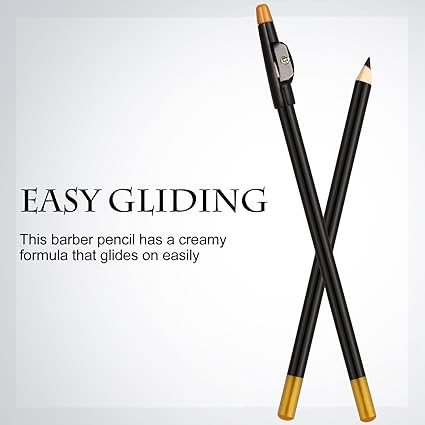 12 Pieces Barber Pencil with Built-In Sharpener Barber Edge Hairline Razor Trace Beard Shaping Pencils Beard and Hairline Outliner Pencils for Women Men, Black, White, Brown