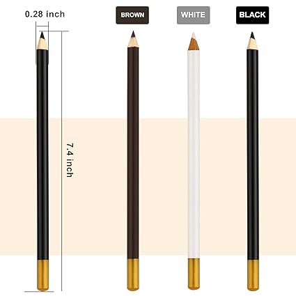 12 Pieces Barber Pencil with Built-In Sharpener Barber Edge Hairline Razor Trace Beard Shaping Pencils Beard and Hairline Outliner Pencils for Women Men, Black, White, Brown