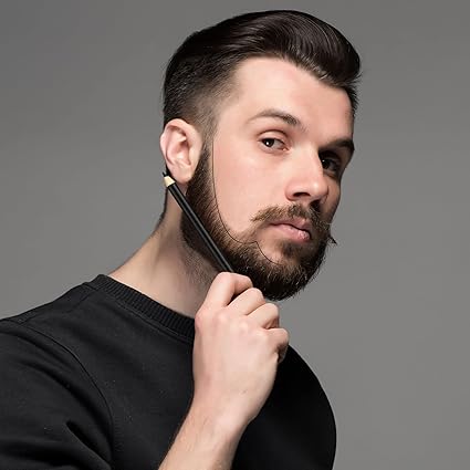 12 Pieces Barber Pencil with Built-In Sharpener Barber Edge Hairline Razor Trace Beard Shaping Pencils Beard and Hairline Outliner Pencils for Women Men, Black, White, Brown