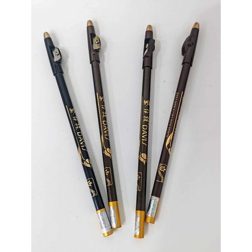 4Pcs Davis Eye and Lip liner Pencil Extra Water Proof Protaction, Matte Finish - Black, Brown