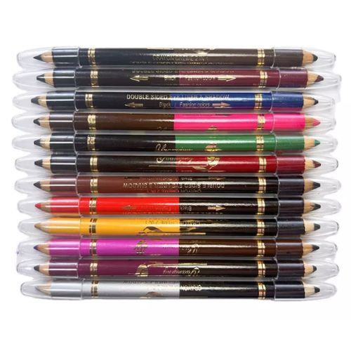 12Pcs Double-Sided Waterproof Eyebrow/ Eyeliner Pencil With Brush & Sharpener view 2