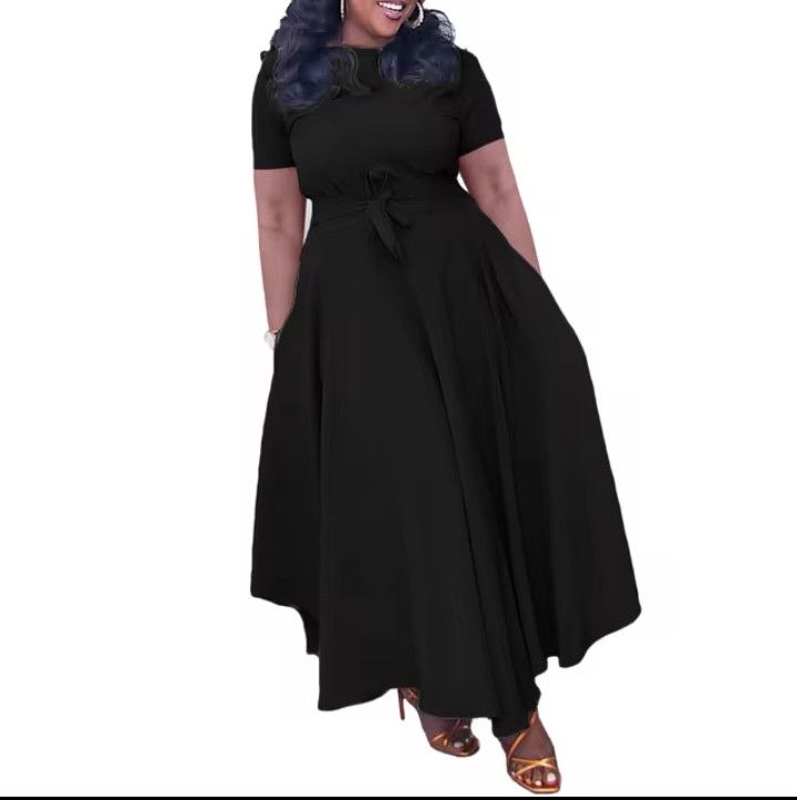Classy One Shoulder Adjustable Sloping Neck Tie Waist Slim Fit Midi Dress Maxi Dress for Women