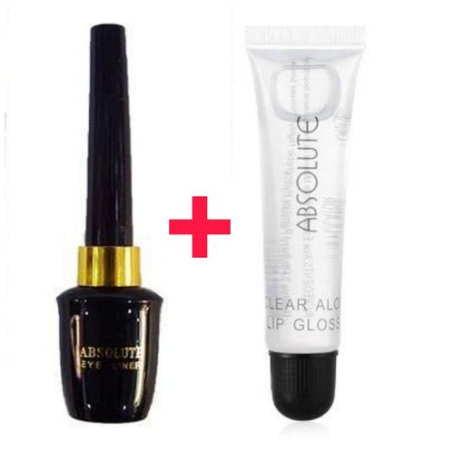 Absolute Waterproof Long-lasting Black Eyeliner + Clear Lip Gloss