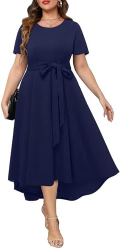 Classy Maxi Dress Adjustable Sloping Neck Tie Waist Slim Fit Midi Dress A shaped for Women - Navy Blue