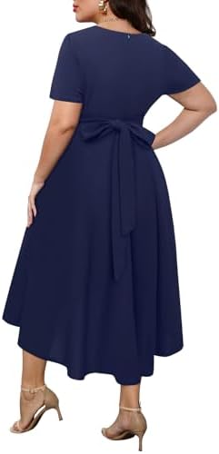 Classy Maxi Dress Adjustable Sloping Neck Tie Waist Slim Fit Midi Dress A shaped for Women - Navy Blue
