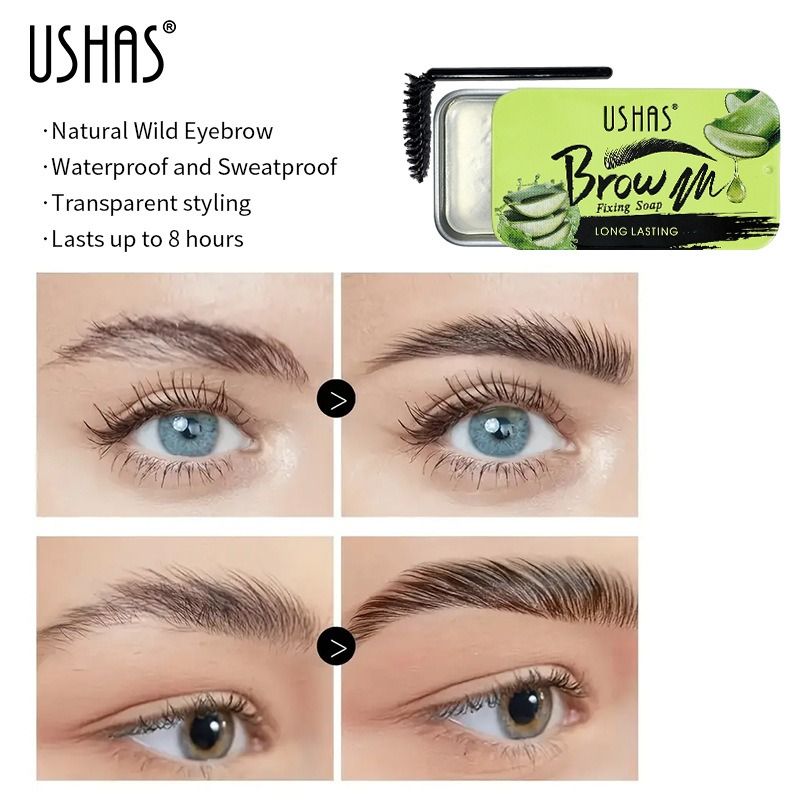 USHAS Transparent Eyebrow Styling Gel Waterproof Quick-drying Eyebrow Styling Wax with Brush Eyebrow Cosmetics MakeUp