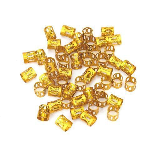 Fashion 50pcs Adjustable Hair Braid Beads Rings Cuff Metal