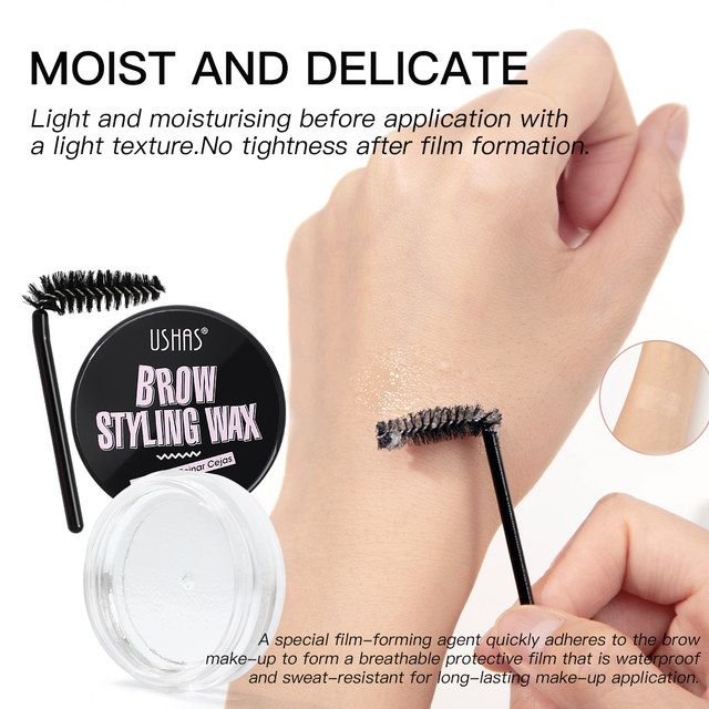 USHAS Transparent Eyebrow Styling Gel Waterproof Quick-drying Eyebrow Styling Wax with Brush Eyebrow Cosmetics MakeUp