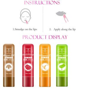 Aichun Beauty 4Pcs Lip Care Moisturizing Color Changing Lip Balm 4ml - Strawberry, Vitamin C, Argan Oil & Aloe Vera - 4ml