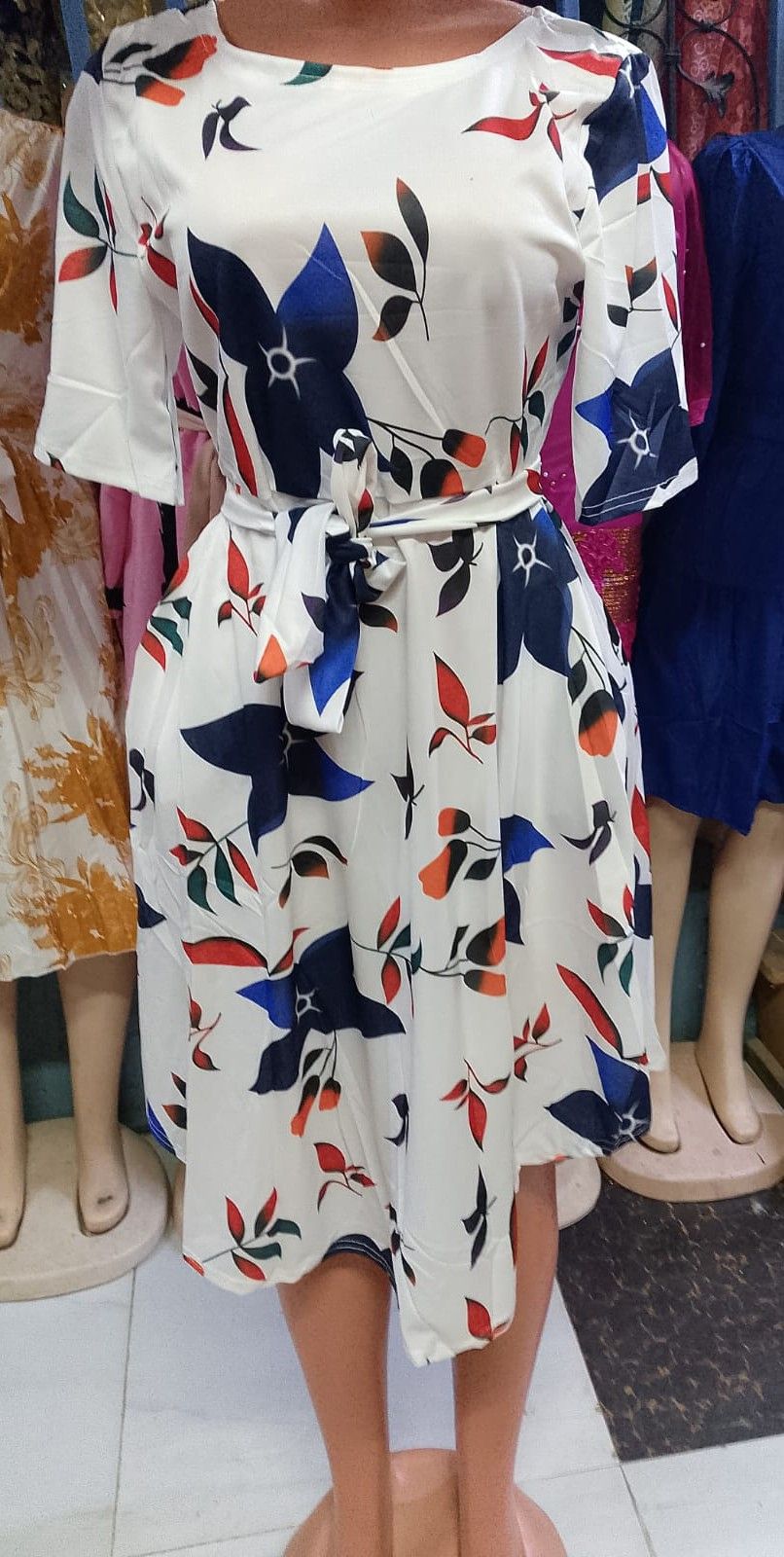 Women Casual Dresses Half Sleeve Floral Print Wrap Sundress Club Party Outfits Plus Size Sexy Midi Dress with Pockets