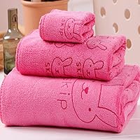 Baby Bath Towel 3Pcs Set  with Microfibre Print, Soft, Absorbent Towel Set for Daily Use, 70 x 140 cm + 36 x 74 cm + 25 x 25 cm