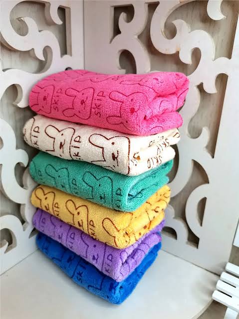 Baby Bath Towel 3Pcs Set  with Microfibre Print, Soft, Absorbent Towel Set for Daily Use, 70 x 140 cm + 36 x 74 cm + 25 x 25 cm