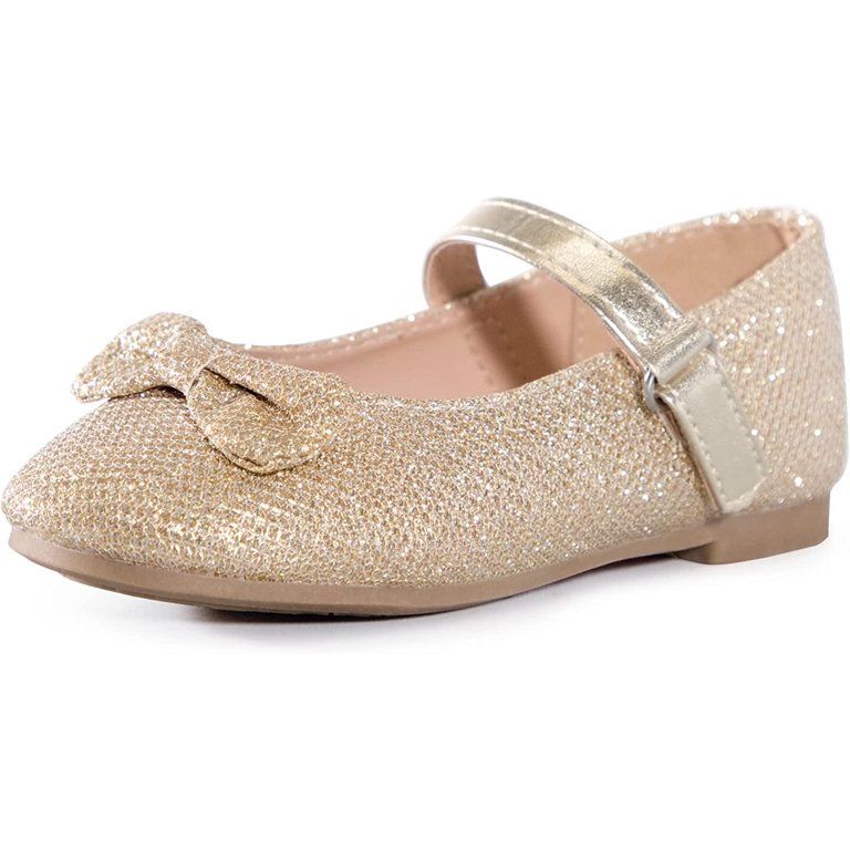 Girl's Black Glitter Ballet Flats Soft Mary Jane Dress Party Shoes Non-Slip