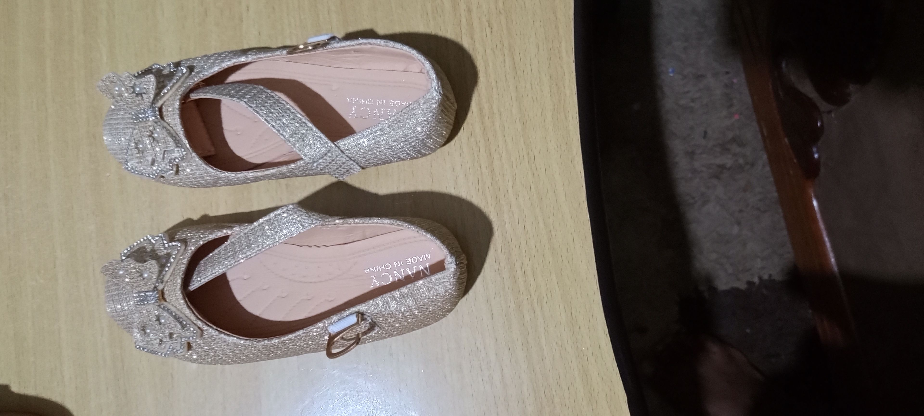Girl's Gold Glitter Ballet Flats Soft Mary Jane Dress Party Shoes Non-Slip