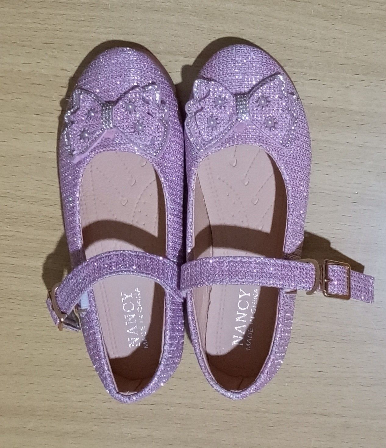 Girl's Silver Glitter Ballet Flats Soft Mary Jane Dress Party Shoes Non-Slip