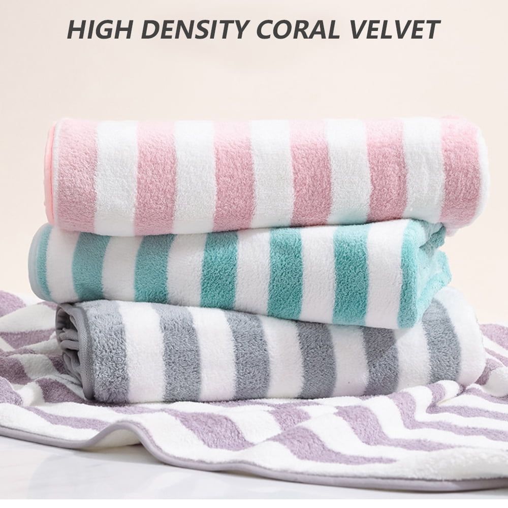 2pcs Strip Pattern Towel & Bath Towel Set, Absorbent Geometric Pattern Oblong Towel, Fast Drying Baby Towel Pastel Colours