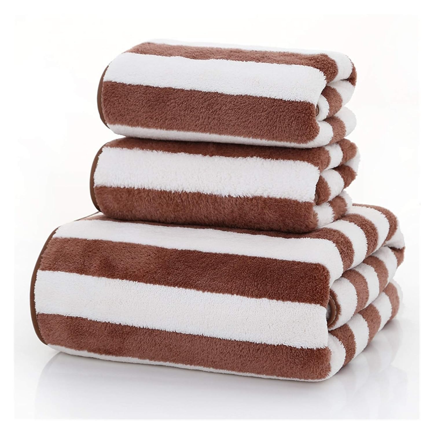 2pcs Strip Pattern Towel & Bath Towel Set, Absorbent Geometric Pattern Oblong Towel, Fast Drying Baby Towel Pastel Colours