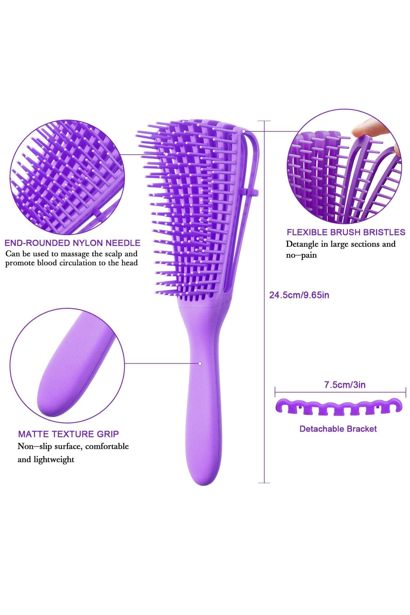 Silicone Detangling Brush, Curly Hair Detangling Comb, Hair Detangler For Natural Hair
